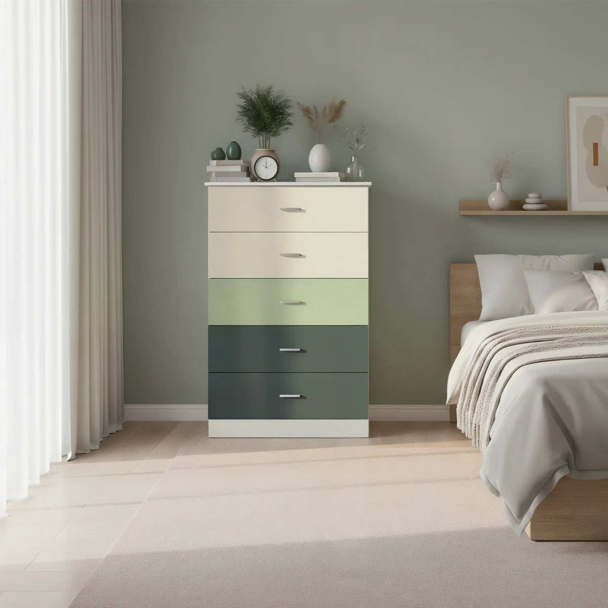 Five-Drawer Dresser with Bar Pull Handles