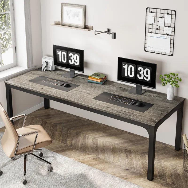 Extra Large Industrial Computer Desk for 2 People | Heavy-Duty Double Workstation with Sturdy Metal Frame