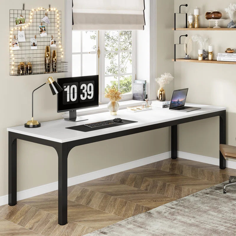 Extra Large Industrial Computer Desk for 2 People | Heavy-Duty Double Workstation with Sturdy Metal Frame