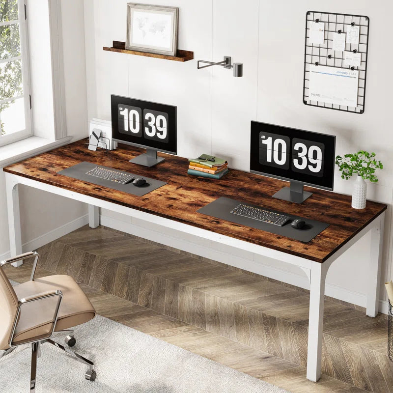 Extra Large Industrial Computer Desk for 2 People | Heavy-Duty Double Workstation with Sturdy Metal Frame