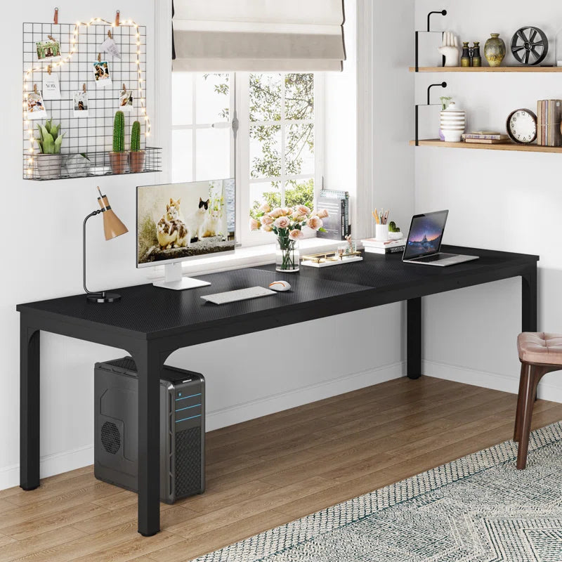 Extra Large Industrial Computer Desk for 2 People | Heavy-Duty Double Workstation with Sturdy Metal Frame