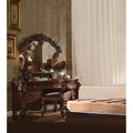 Hand-Crafted Traditional Vanity Table with Ornate Wood Carvings & Stool