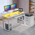 L Shaped Computer Desk with File Drawer, LED Lights and Keyboard Tray See More by Ivy Bron