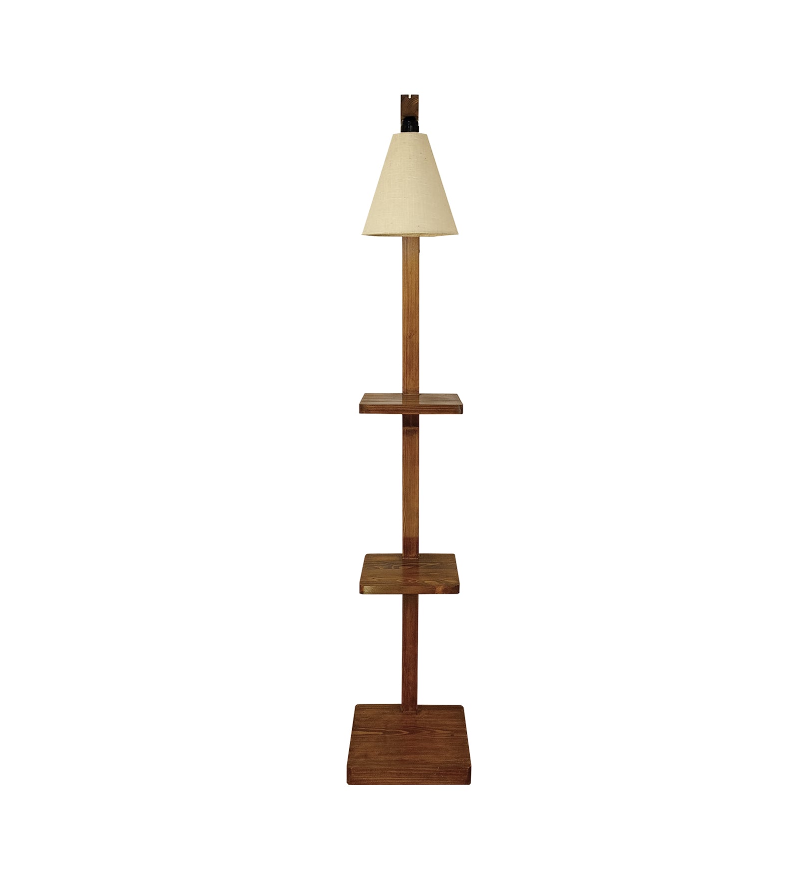 Andre Wooden Floor Lamp with Brown Base and Jute Fabric Lampshade (BULB NOT INCLUDED)