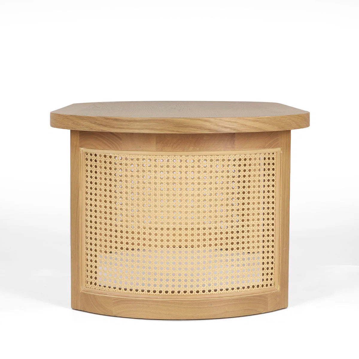 Antowine 48" Oval Solid White Oak Rattan Coffee Table