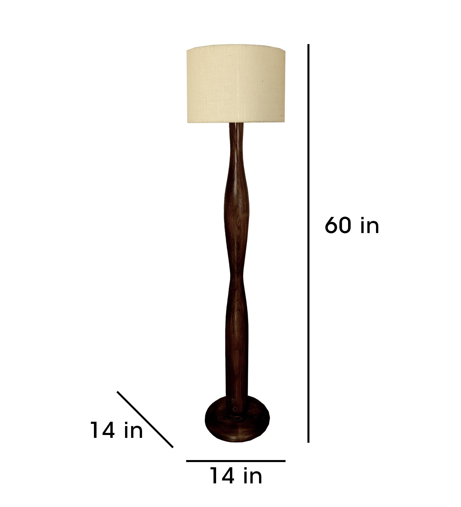 Aristro Wooden Floor Lamp with Brown Base and Jute Fabric Lampshade (BULB NOT INCLUDED)