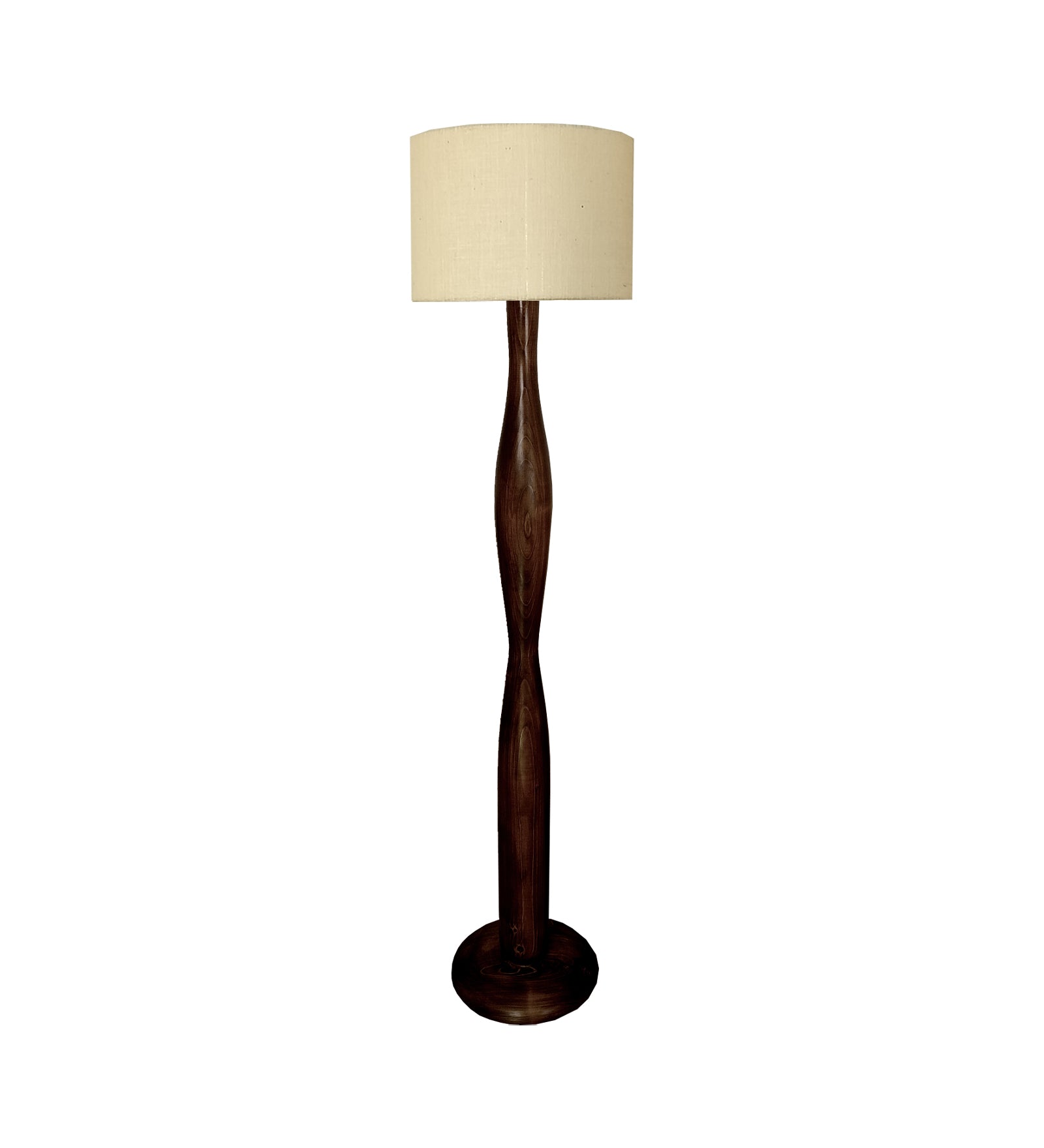 Aristro Wooden Floor Lamp with Brown Base and Jute Fabric Lampshade (BULB NOT INCLUDED)