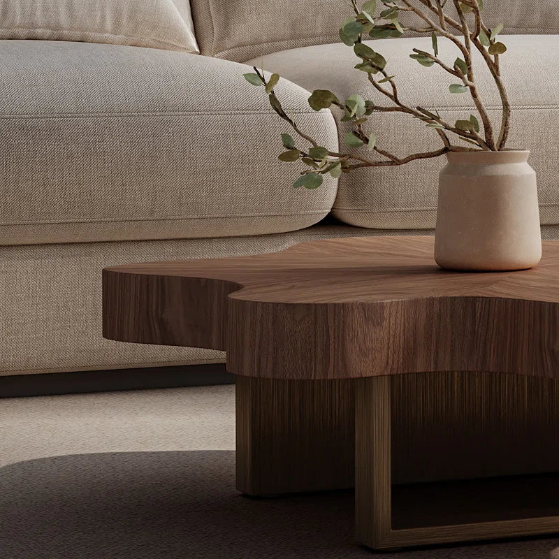 Cloud-Shaped Modular Coffee Table Set – Walnut Finish Nesting Tables with Metal Legs for Modern Living Rooms