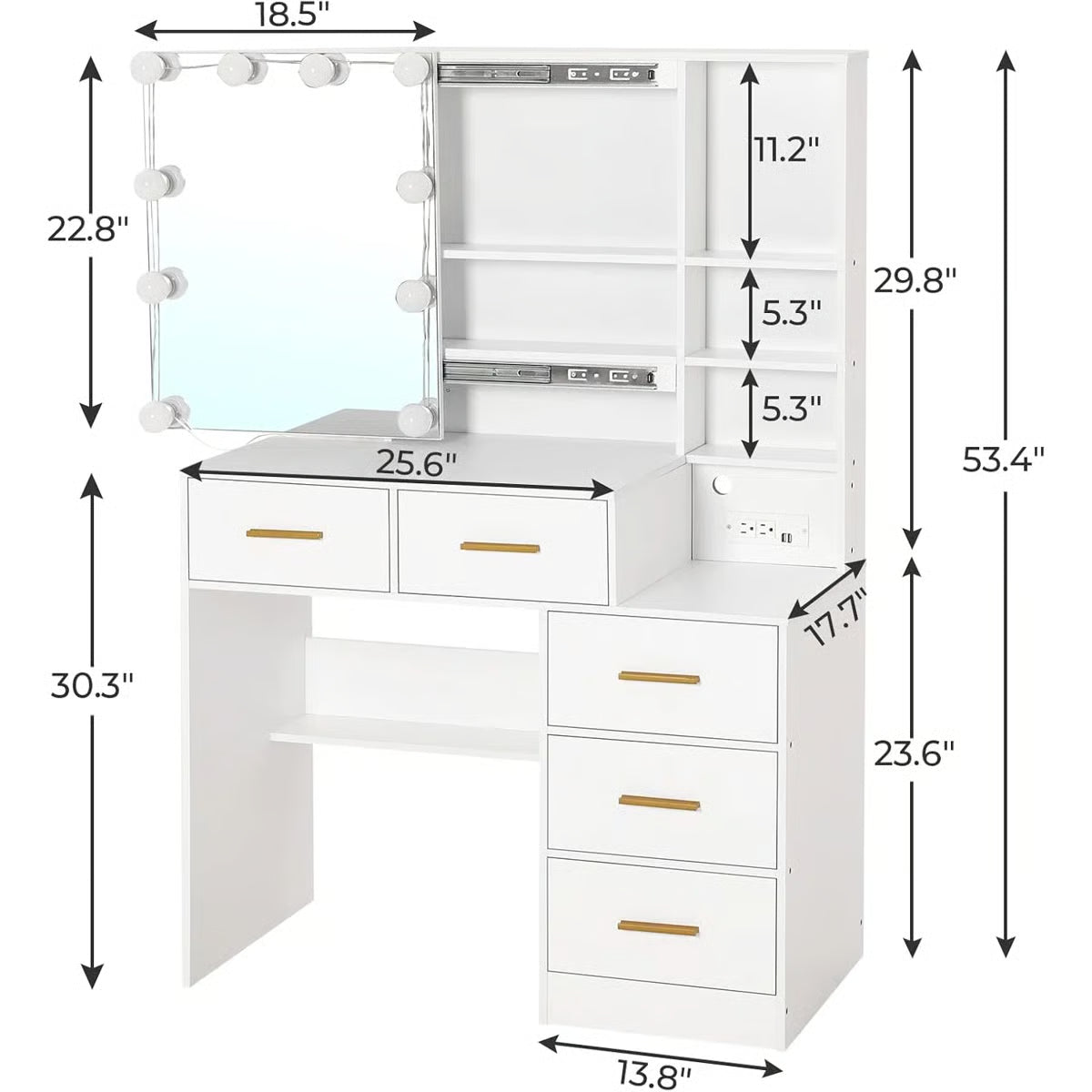 Luxury Ashwani Makeup Vanity Desk with Storage Drawers