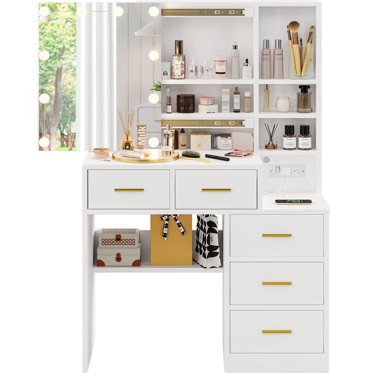 Luxury Ashwani Makeup Vanity Desk with Storage Drawers