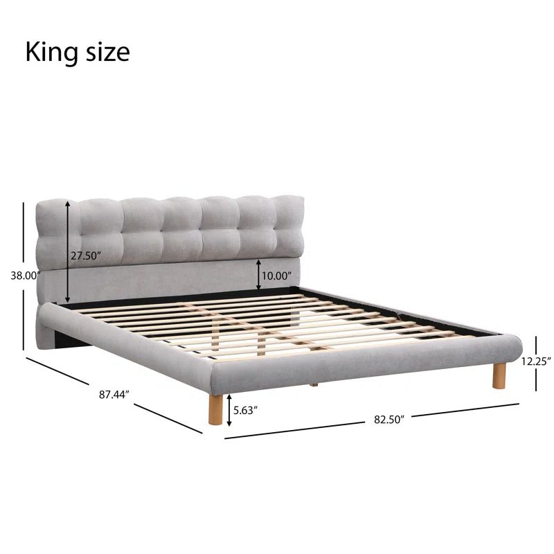 Aspia Upholstered Cookie-Shaped Platform Bed