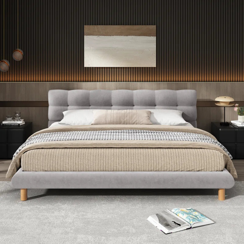 Aspia Upholstered Cookie-Shaped Platform Bed