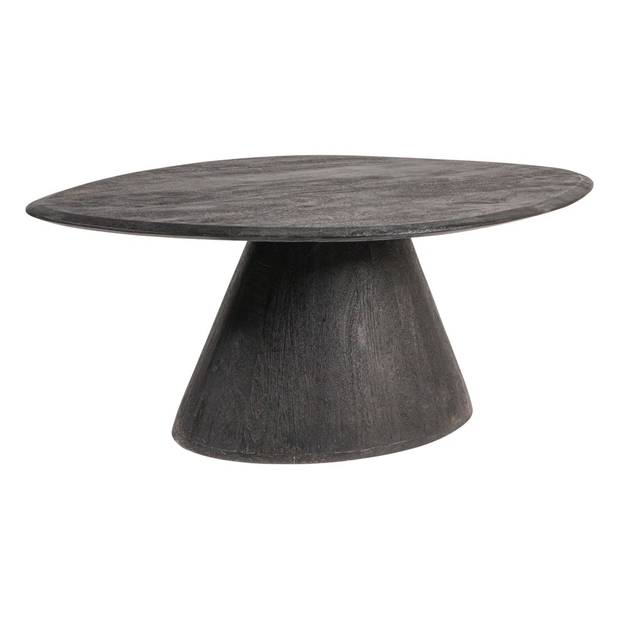 Asymmetrical Organic-Shaped Mango Wood Coffee Table with Conical Base