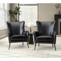 Wingback Vegan Leather Armchair Set (Set of 2) – Mid-Century Modern Design