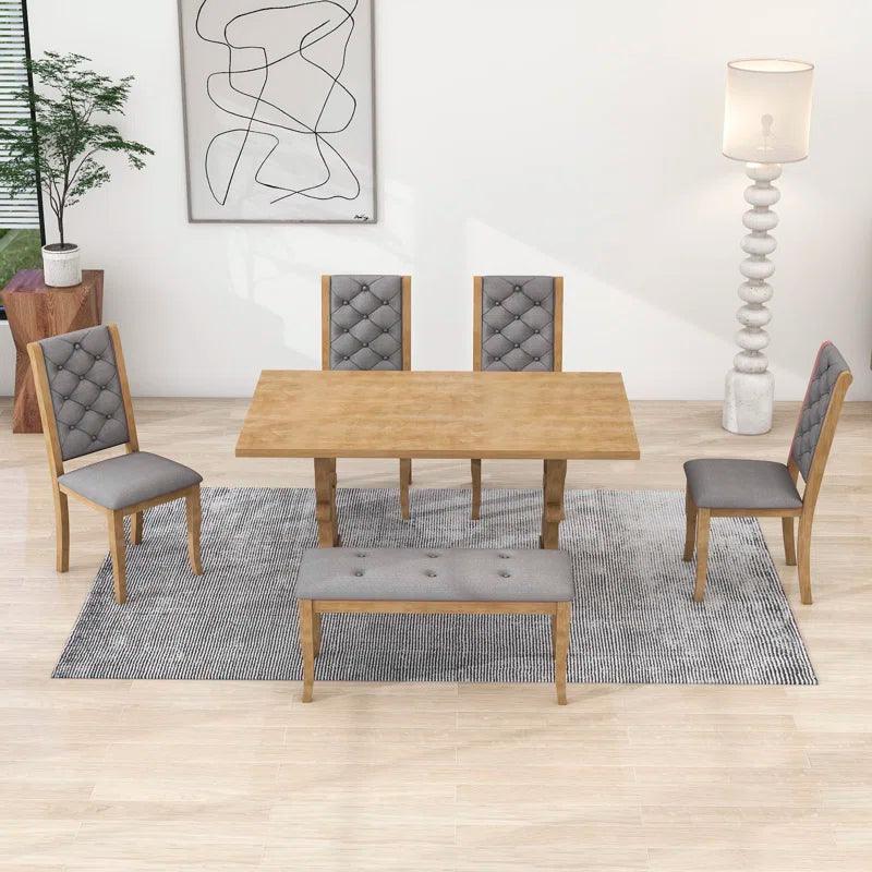 Unique-Designed Table, Upholstered Chairs and Bench - Ouch Cart 