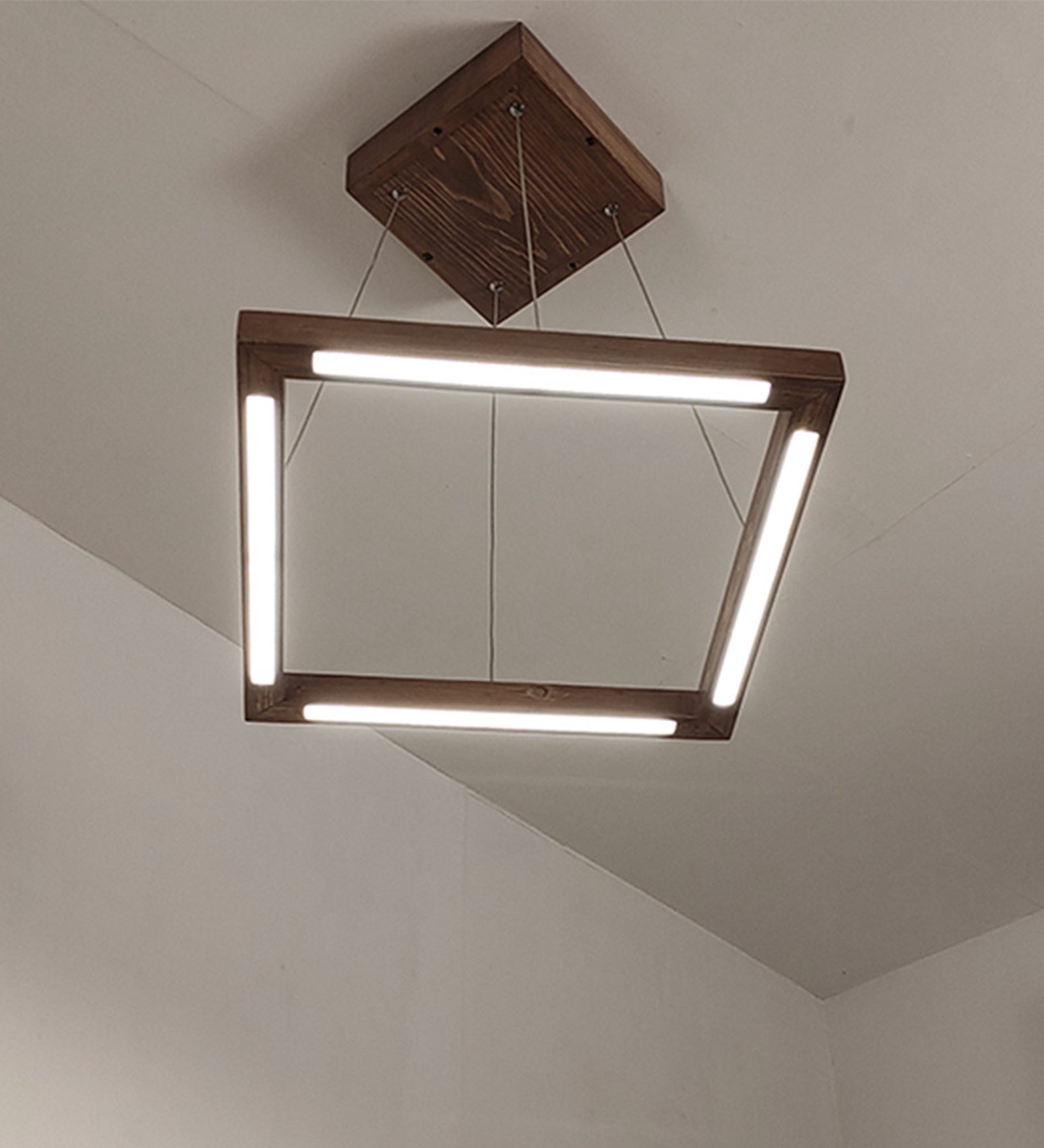 Trine Triangular Brown LED Hanging Lamp