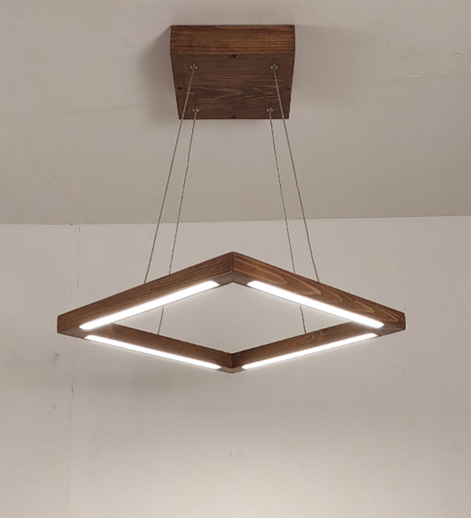 Atrium Triangular Brown LED Hanging Lamp