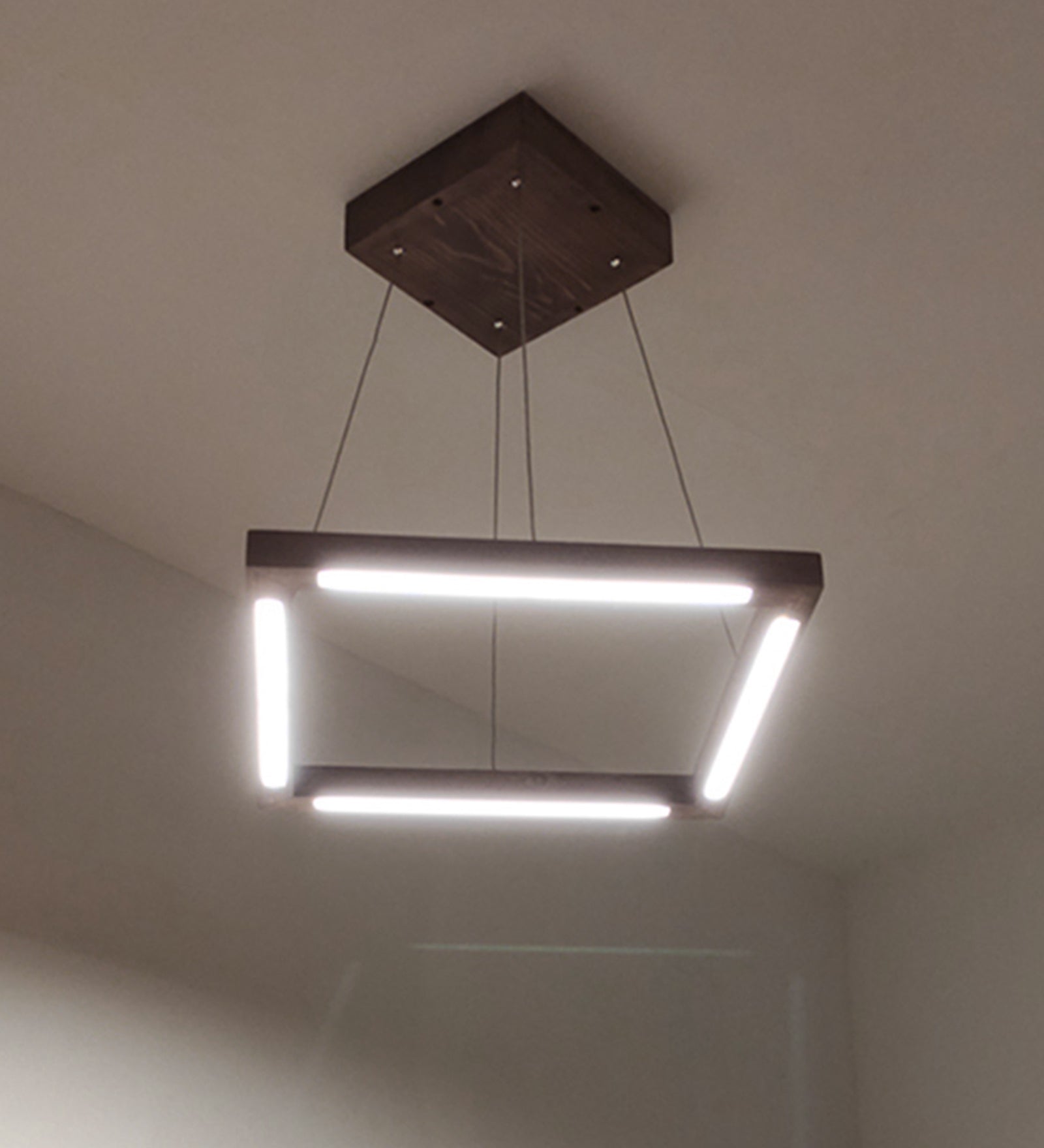 Atrium Triangular Brown LED Hanging Lamp