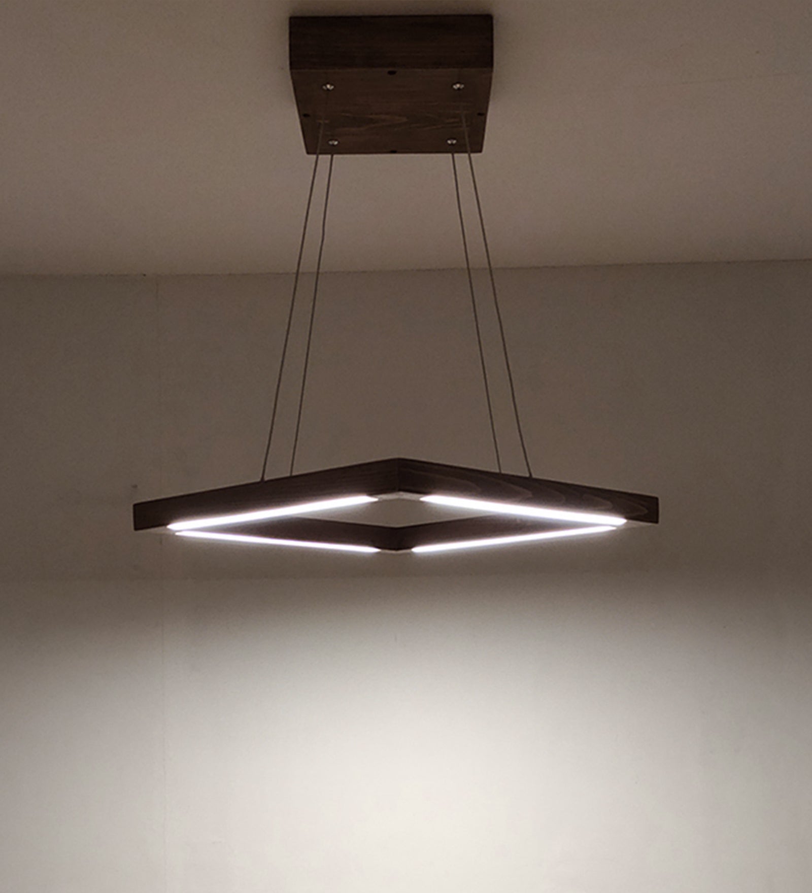 Atrium Triangular Brown LED Hanging Lamp