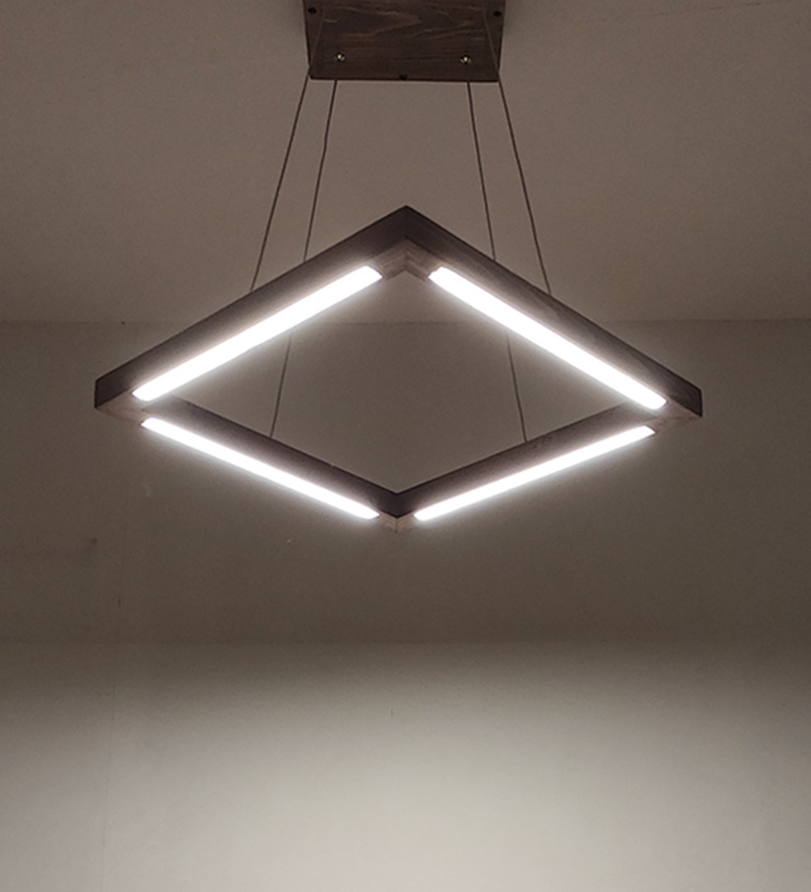 Trine Triangular Brown LED Hanging Lamp