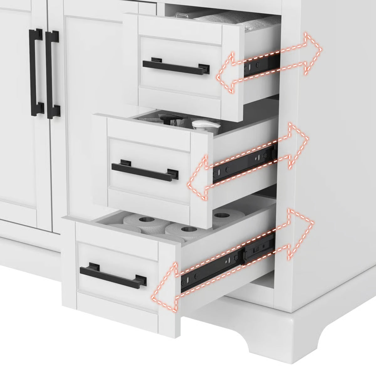 Auben 36" Modern Bathroom Vanity – Engineered Marble Top & Storage Drawers