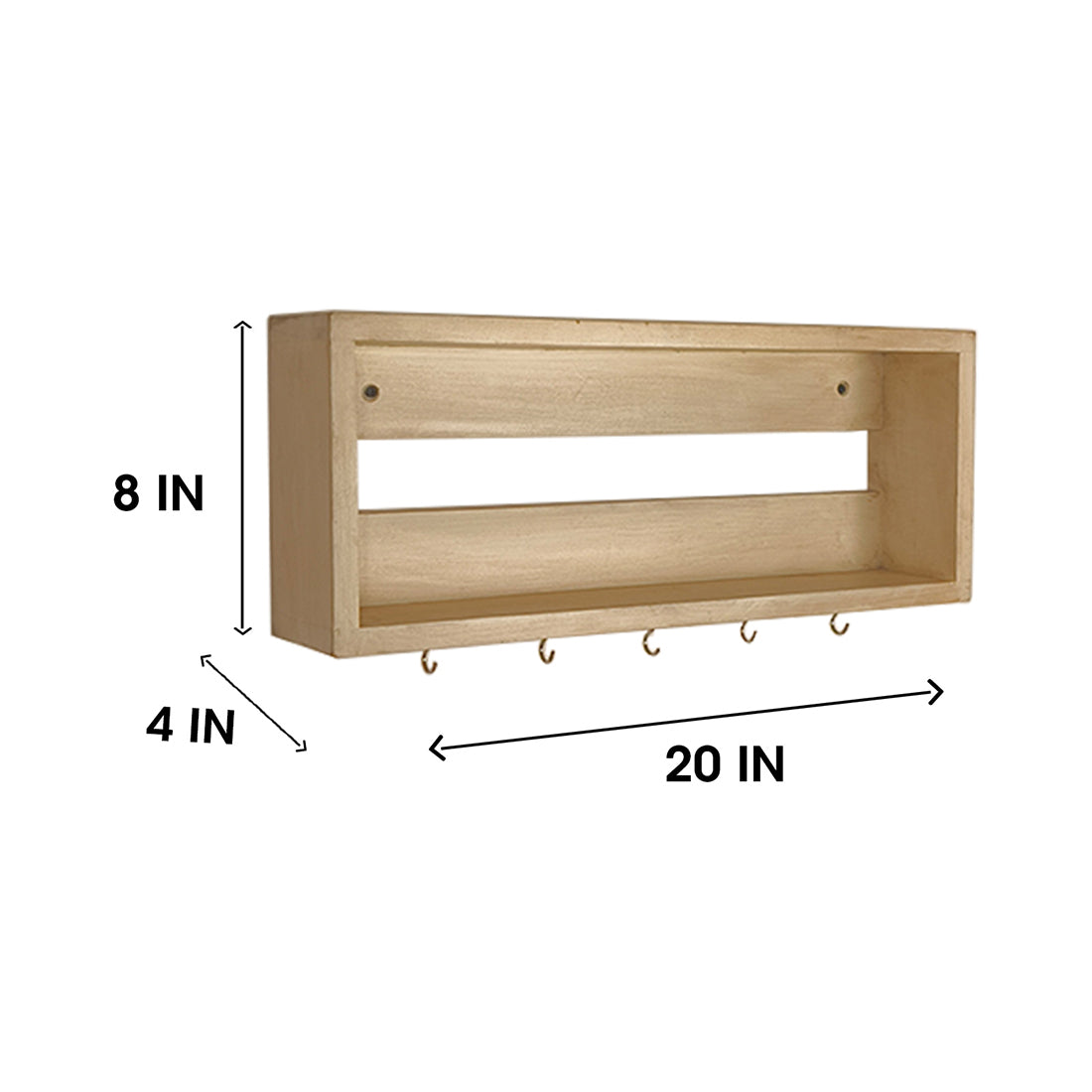 Avalon Wooden Wall Shelf Organiser with Key Holders