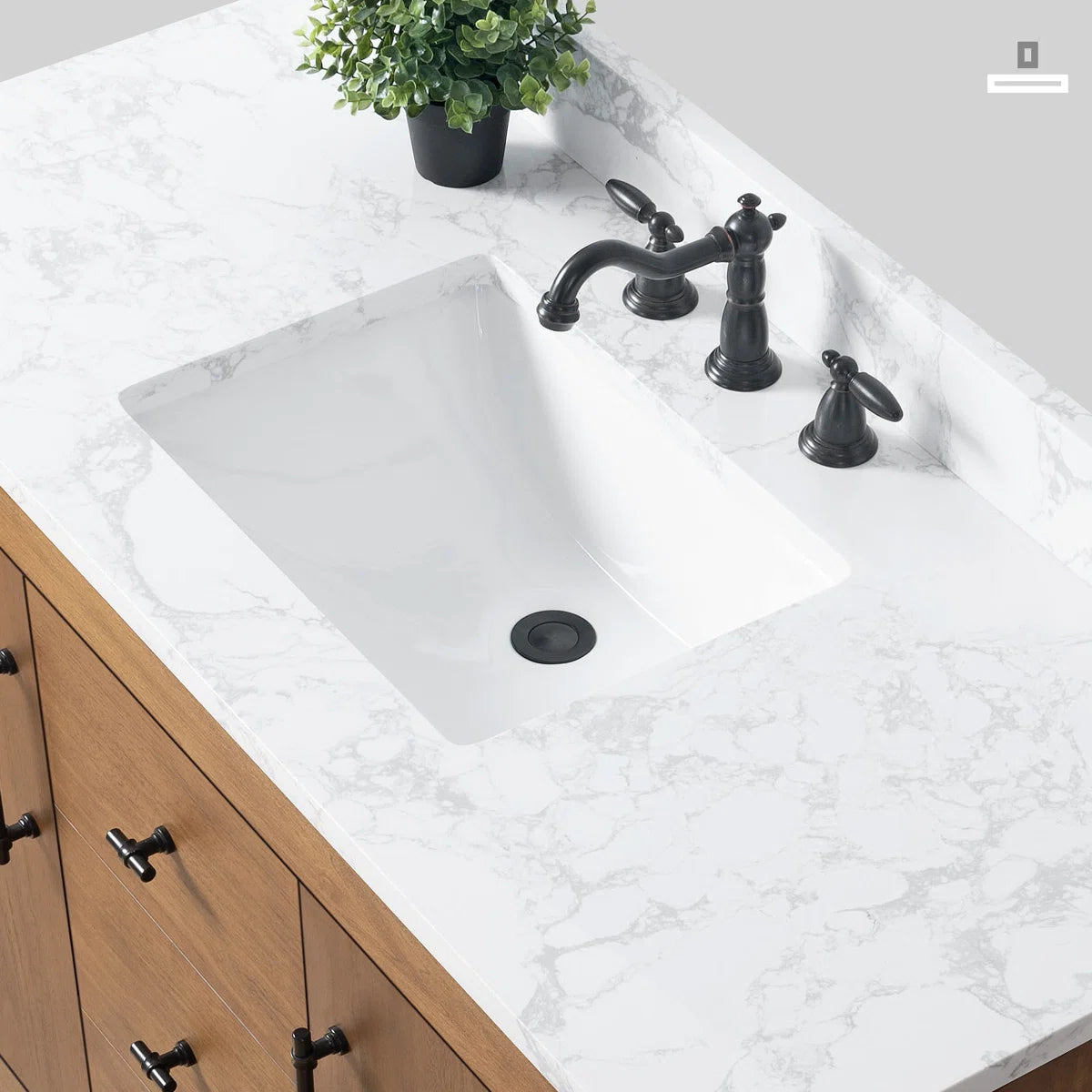 Ouch Cart Wooden Bathroom Vanity Cabinet | Modern Single Sink Vanity with Marble Top – Fox Marvel