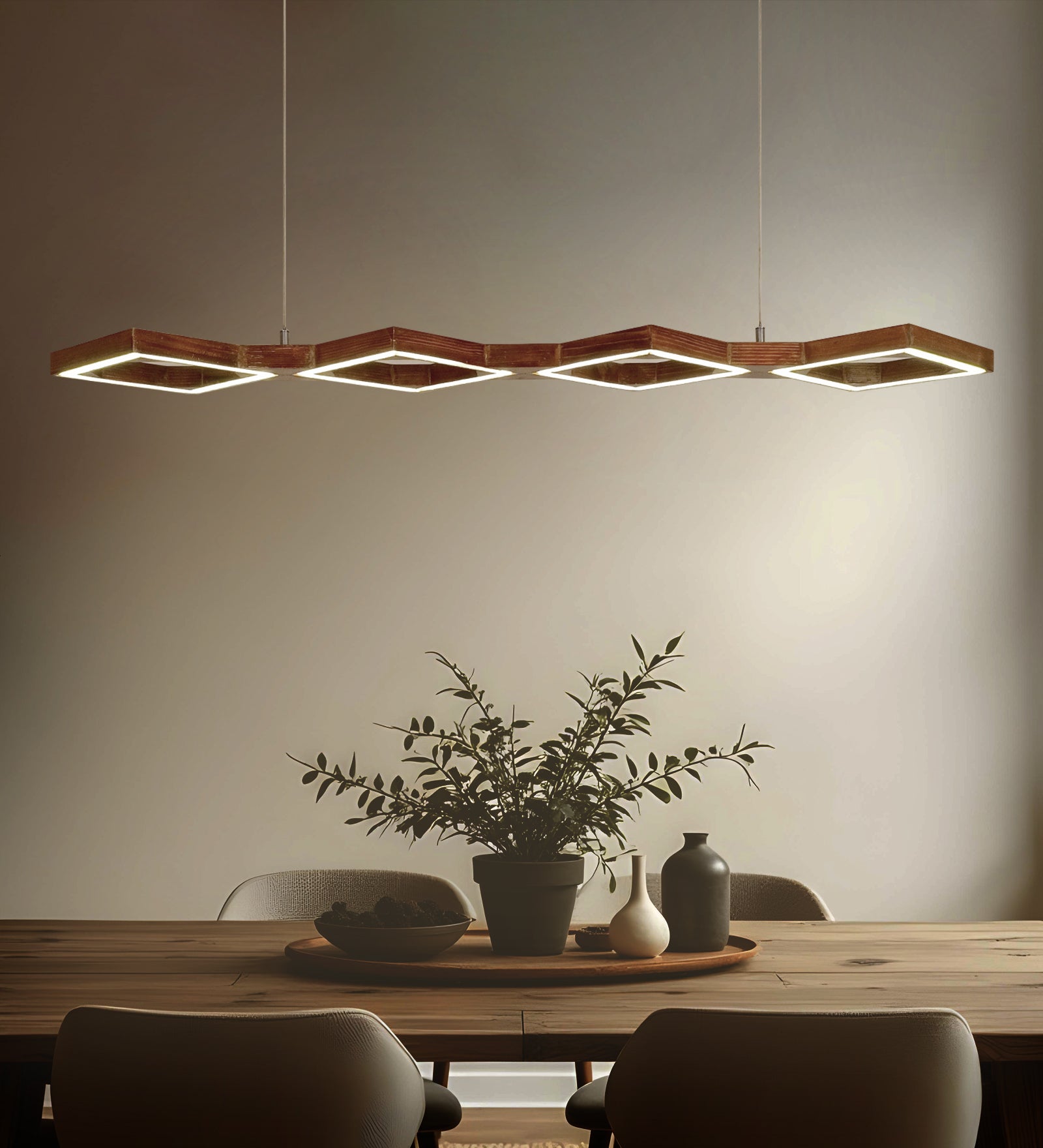 Awry 36 Brown Wooden LED Hanging Lamp