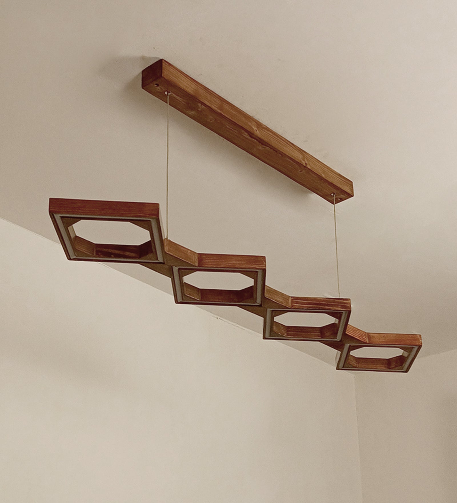 Awry 36 Brown Wooden LED Hanging Lamp