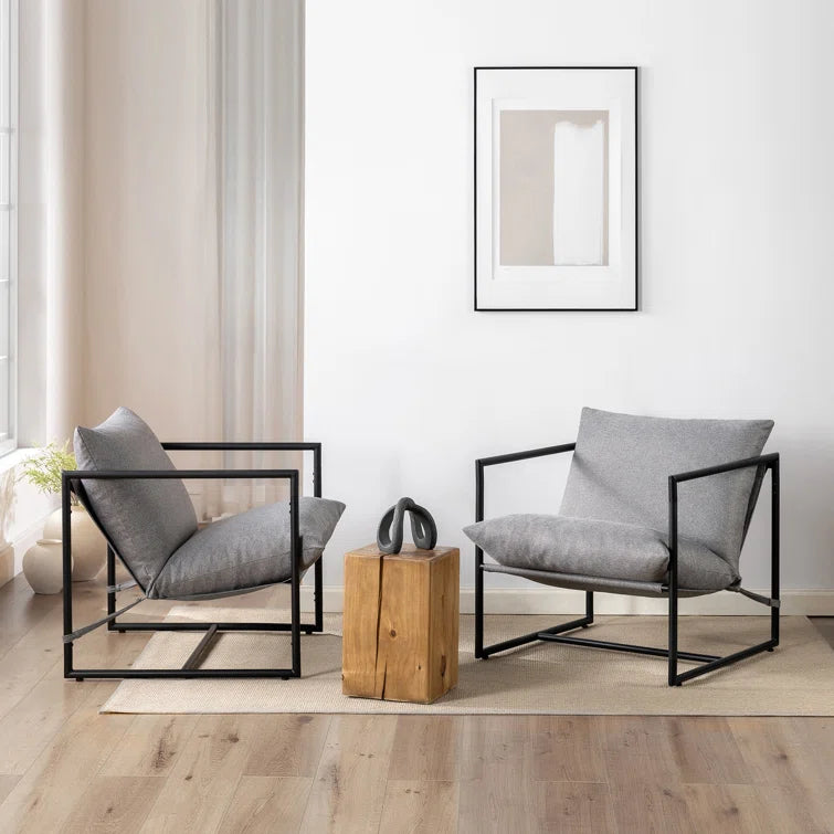 Aydeen Modern Metal Armchair with Comfy Foam Cushions