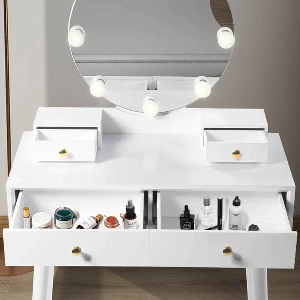 Avery Vanity dressing table with mirror with stool with drawers