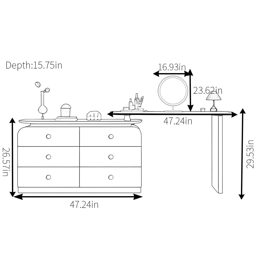Azaneth Dressing Table with Mirror – Modern Makeup Organizer-OUCH CART |Dressing table
