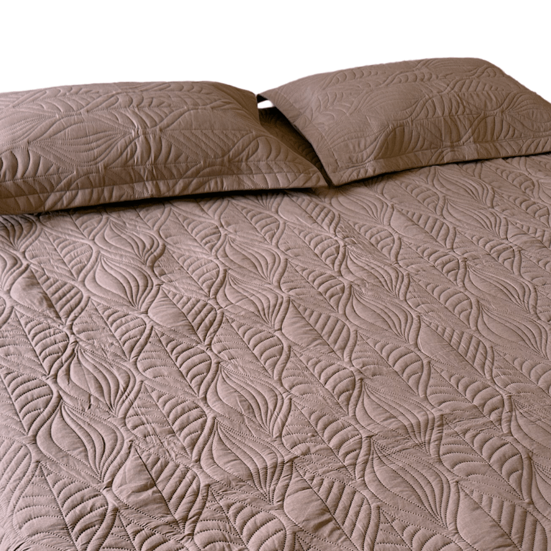 Brown Leaf Quilted bedspread