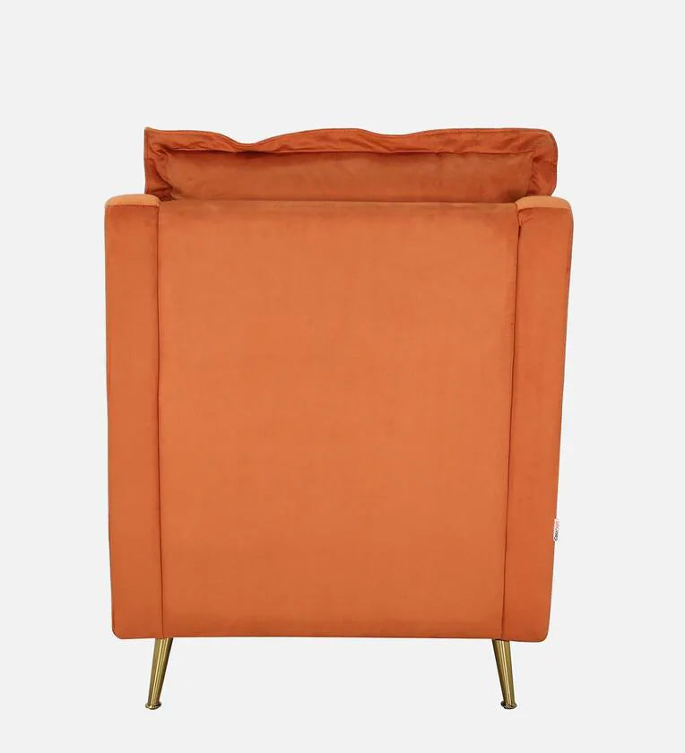 Velvet 1 Seater Sofa In Rust Colour