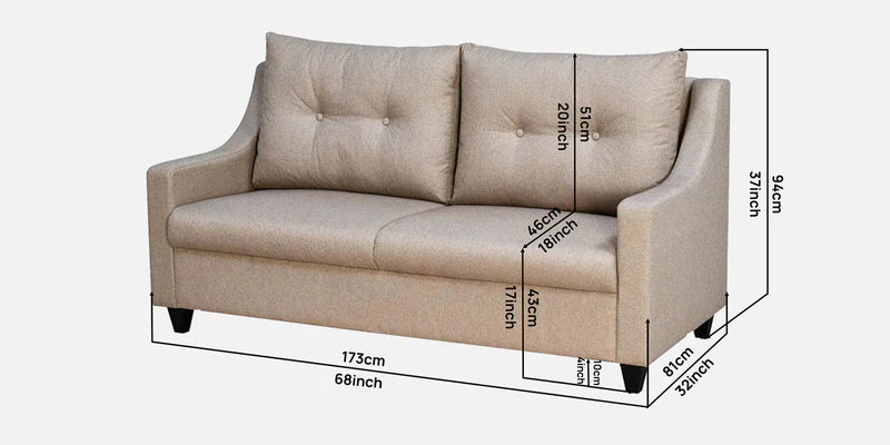 Fabric 3 Seater Sofa in Brown Colour
