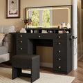 Makeup Vanity Set with Mirror, Power Outlet, 11 Drawers, and Matching Stool