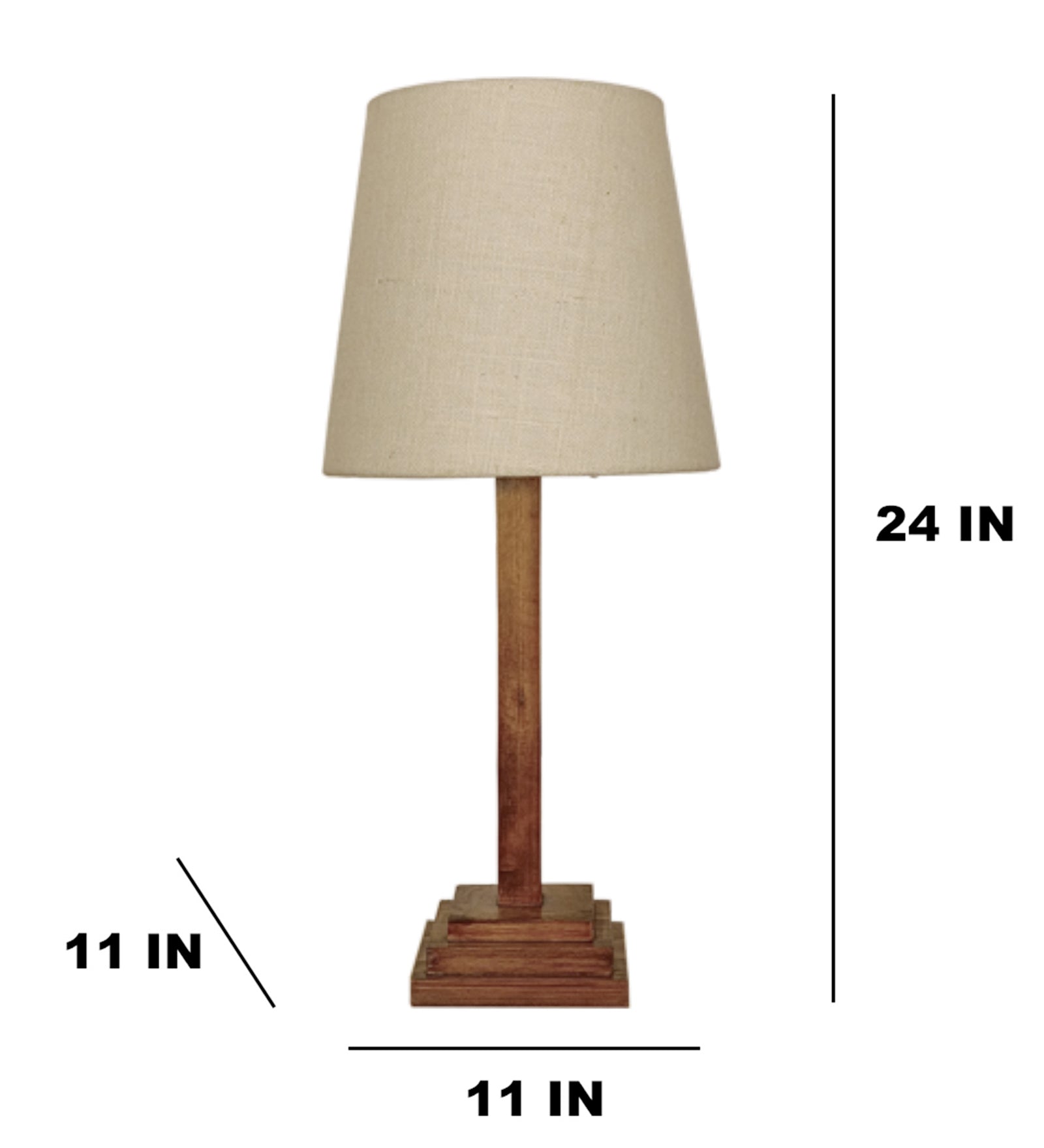 Babel Wooden Table Lamp with Brown Base and Premium White Fabric Lampshade (BULB NOT INCLUDED)