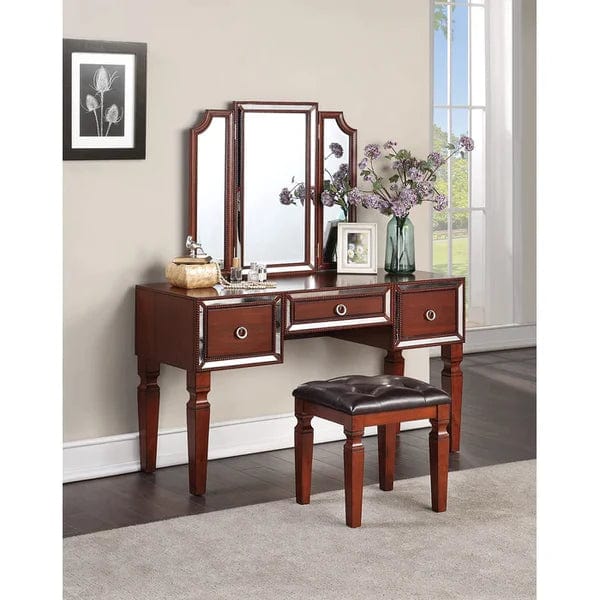 Marcin Vanity dressing table design with mirror with stool Vanity Desk Set with Mirror, Dressing Makeup Table Set with Stool, 3 Drawer for Bedroom