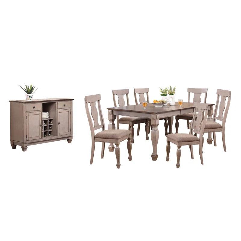 6 - Person Solid Wood Dining Set - Ouch Cart 