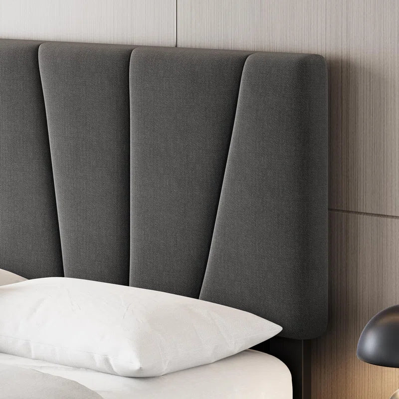 Bed Frame With Headboard Adjustable, Linen Upholstered Platform Bed With Headboard