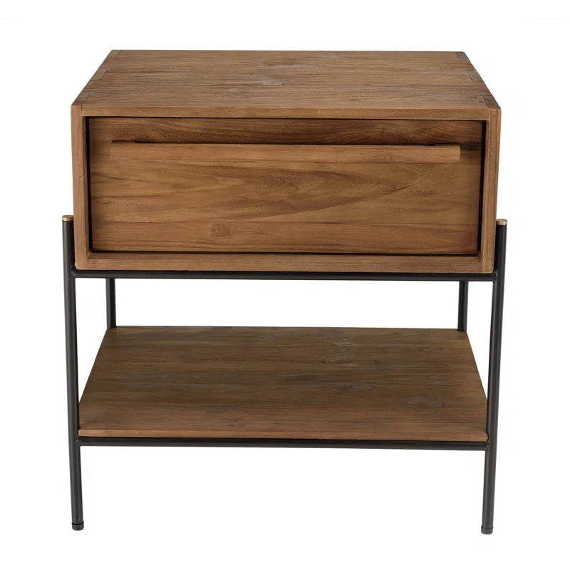 Asher Table 1 Drawer 1 Shelf In Reclaimed Teak Wood