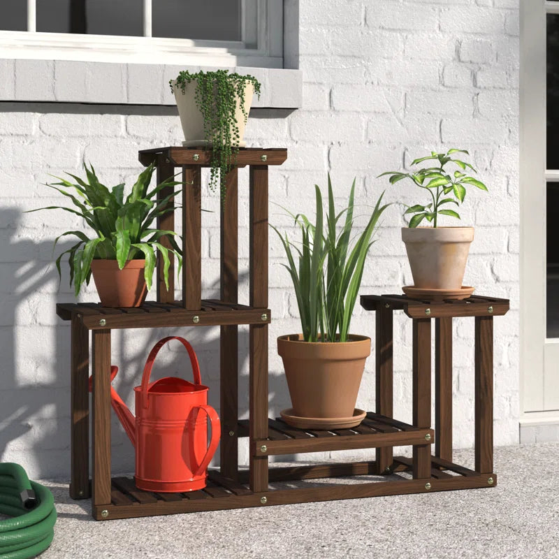 Rustic 4-Tier Wooden Multi-Platform Plant Stand