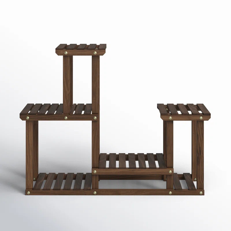 Rustic 4-Tier Wooden Multi-Platform Plant Stand