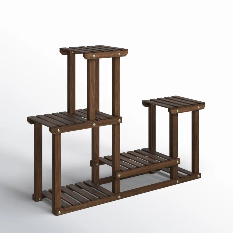 Rustic 4-Tier Wooden Multi-Platform Plant Stand