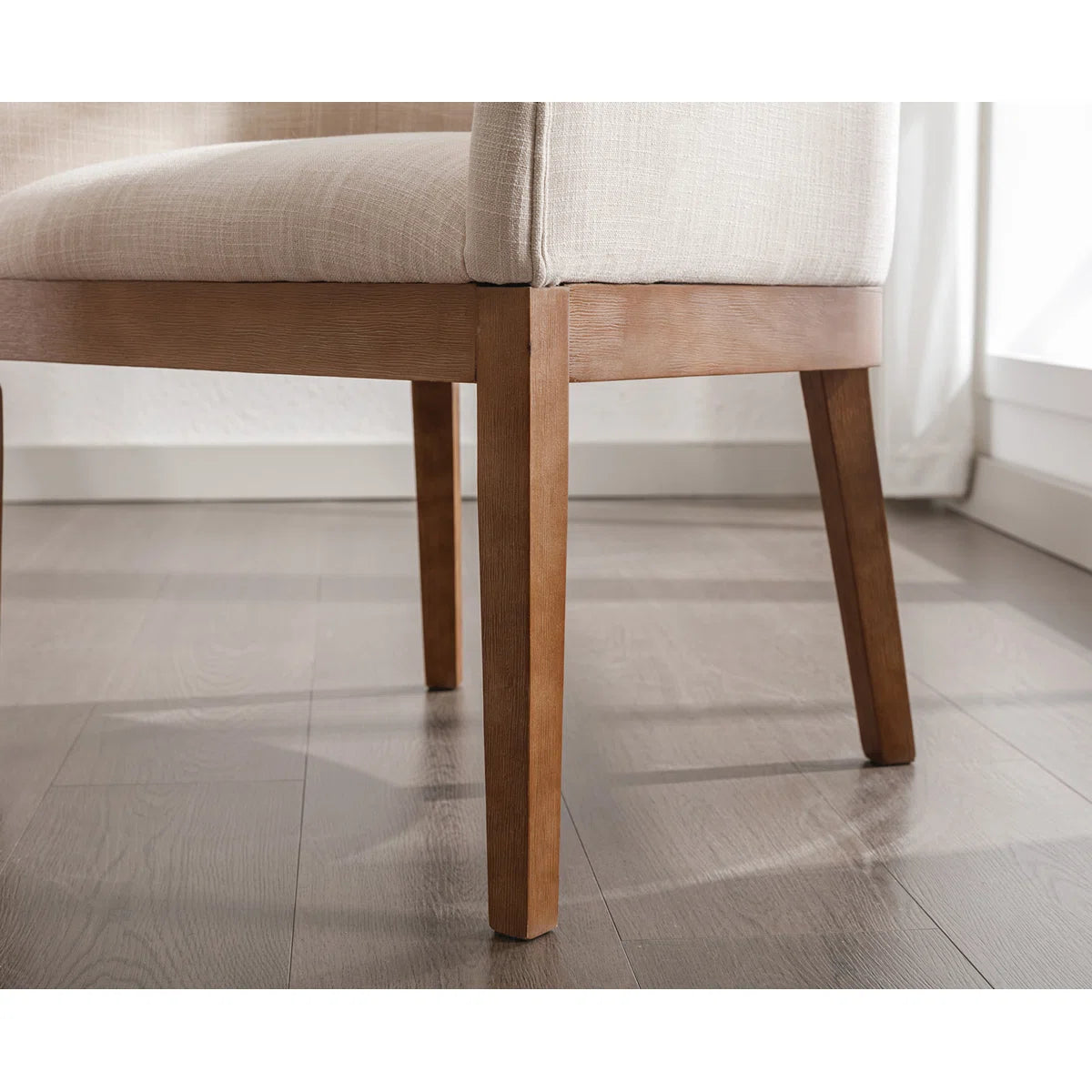 Modern Upholstered Armchairs Set of 2 with Wooden Legs & Curved Back Design