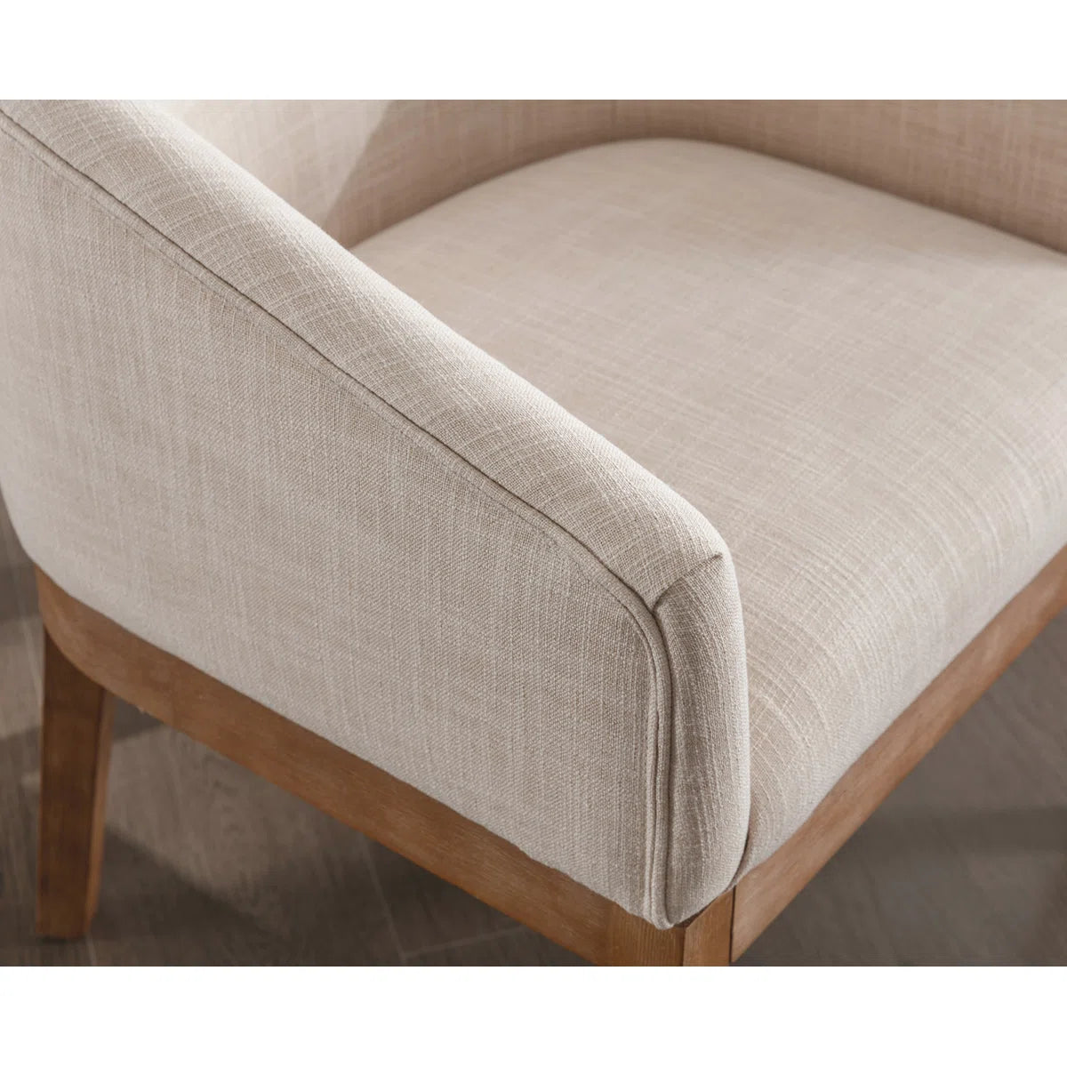 Modern Upholstered Armchairs Set of 2 with Wooden Legs & Curved Back Design