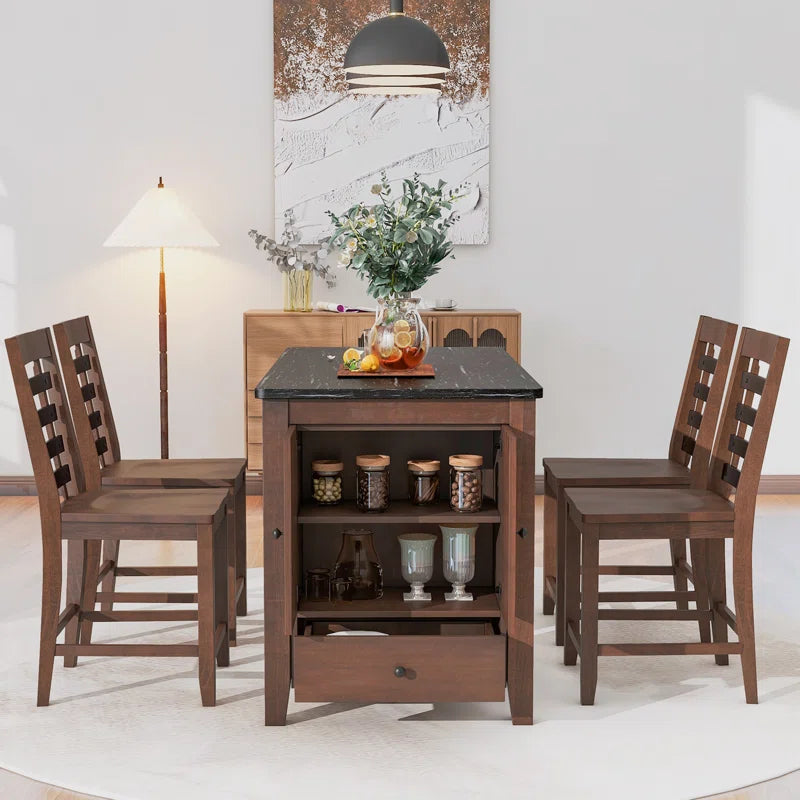 Elegant 5-Piece Marble Top Dining Set: A Fusion of Luxury and Function