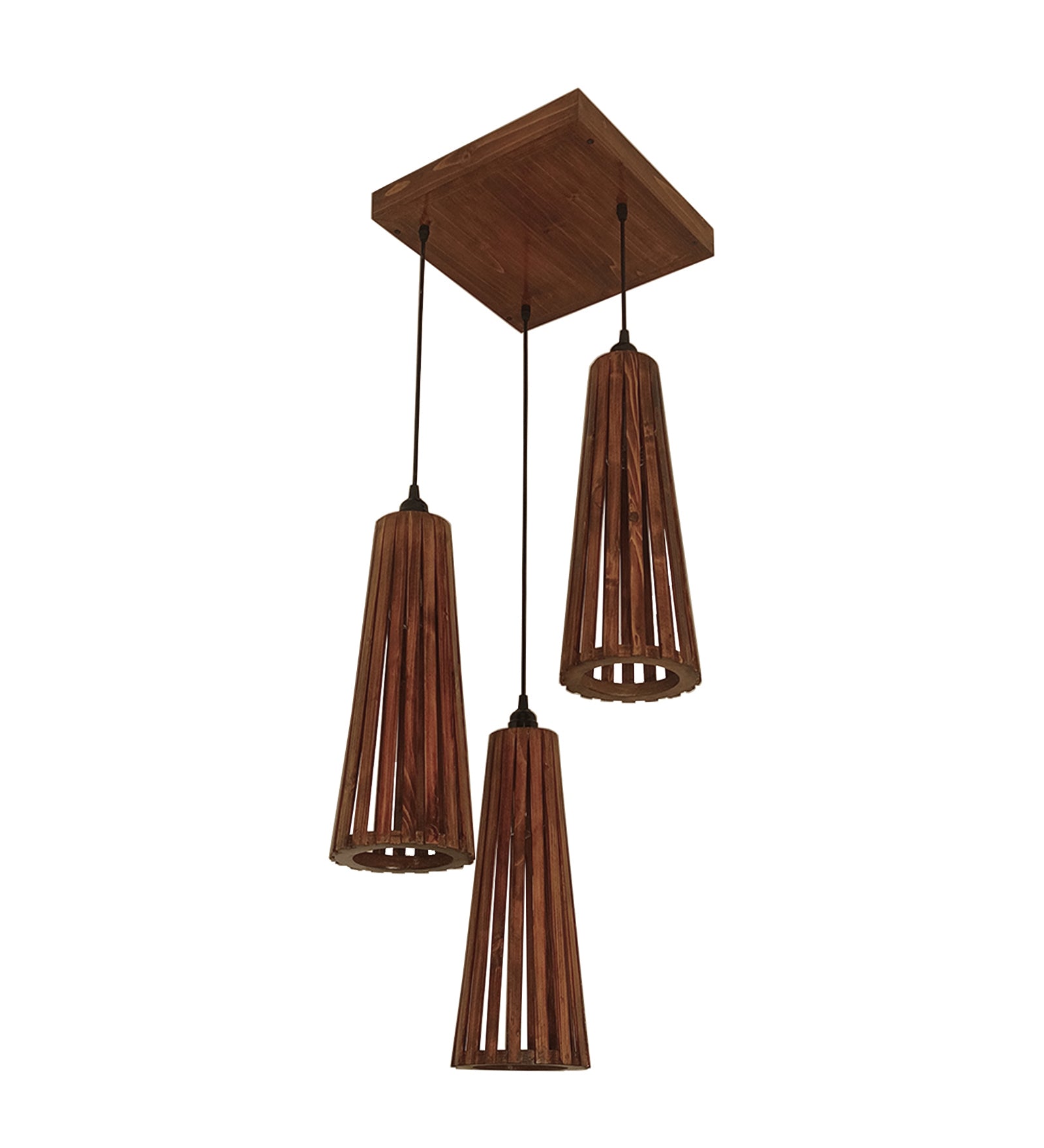 Billet Brown Wooden Cluster Hanging Lamp (BULB NOT INCLUDED)