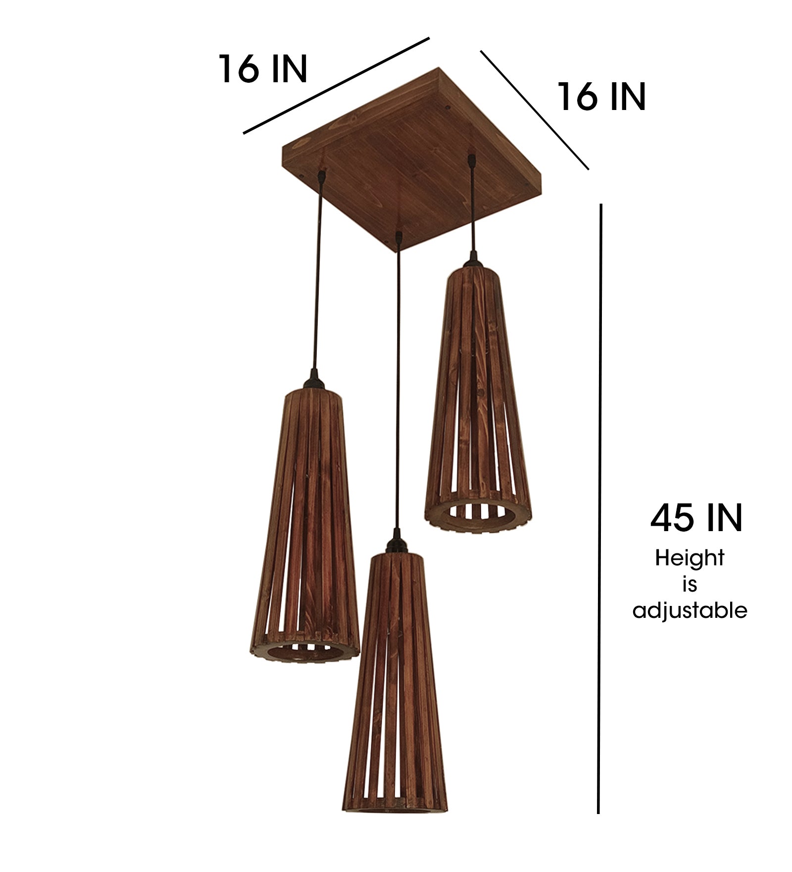 Billet Brown Wooden Cluster Hanging Lamp (BULB NOT INCLUDED)