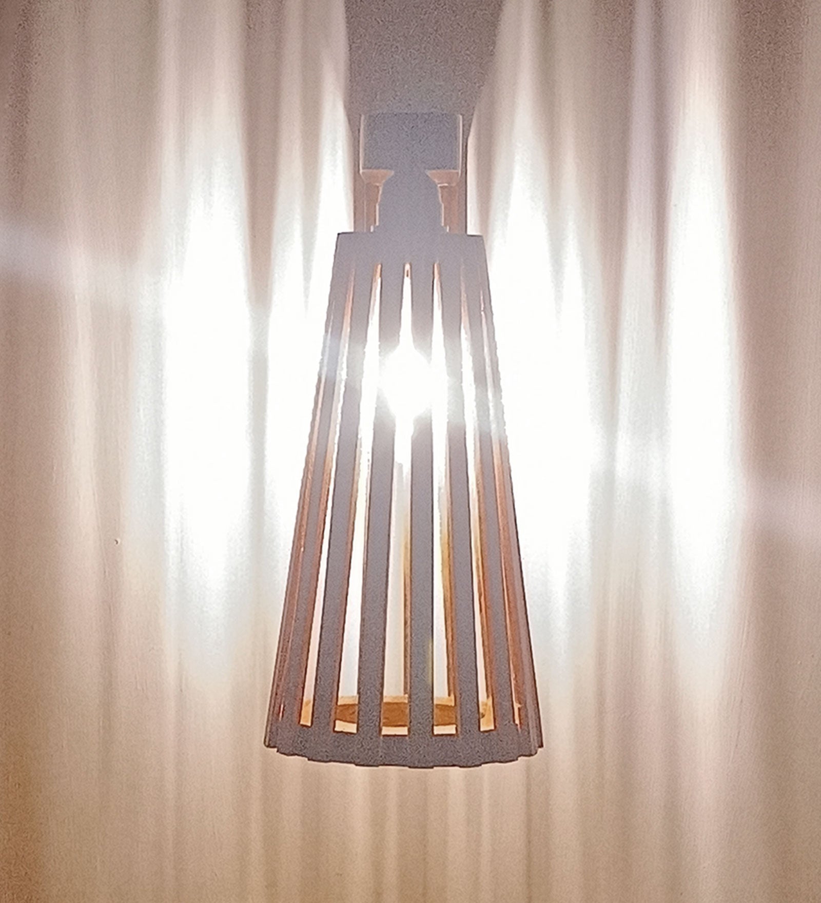 Billet Brown Wooden Wall Light (BULB NOT INCLUDED)